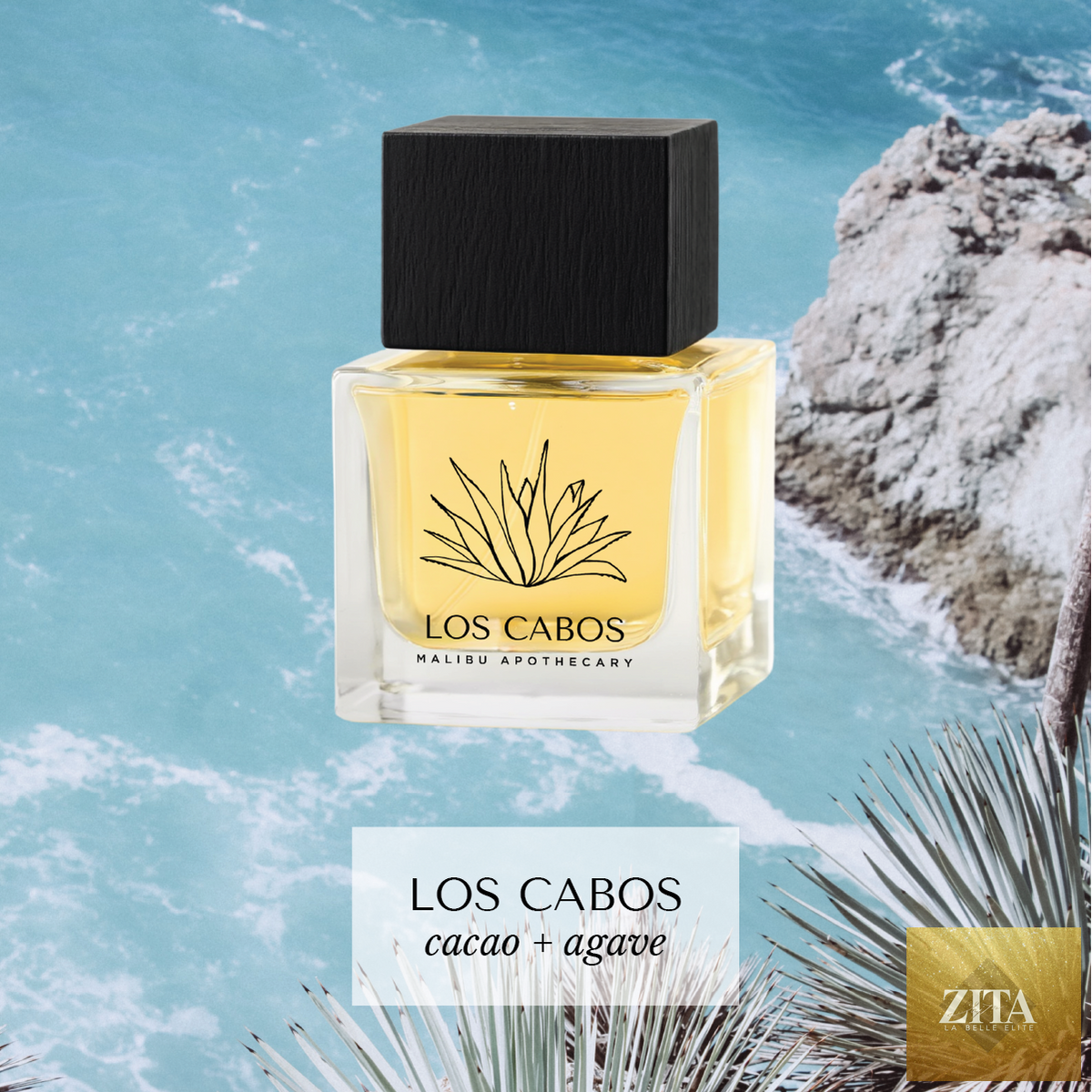 Malibu Apothecary 50mL Eau de Parfum roller parfum bottle with scent card, showcasing the product and packaging details.