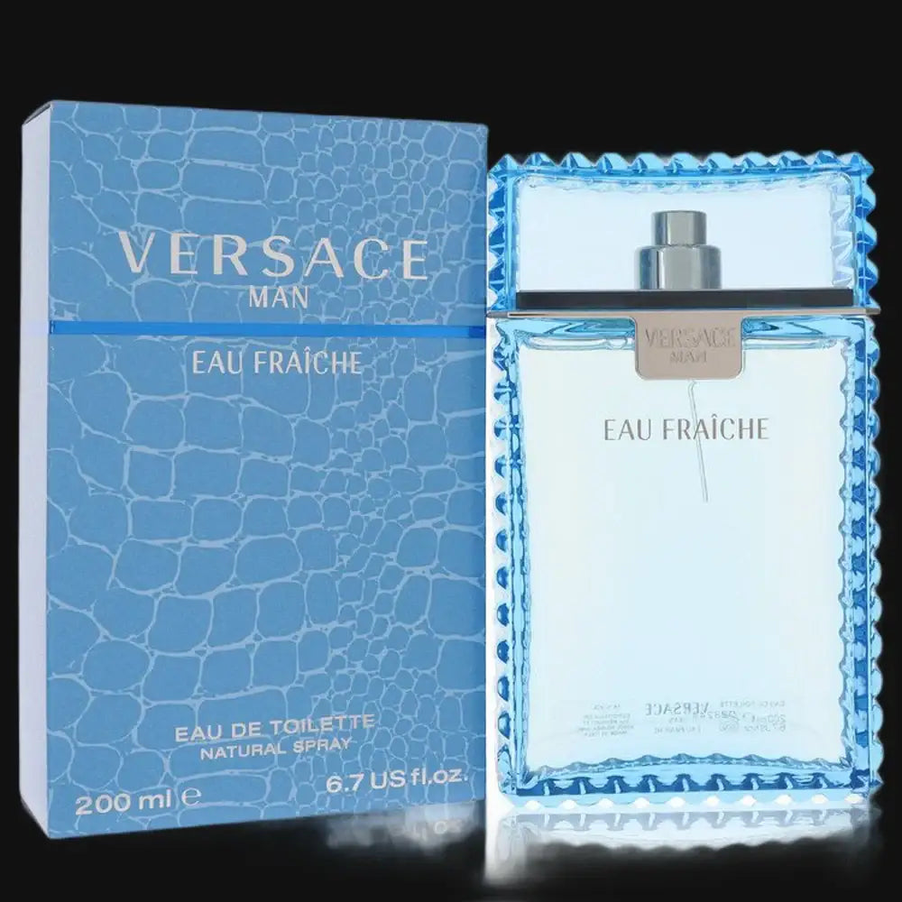 Man Eau Fraiche Versace cologne for men in a 6.7 oz Eau de Toilette spray, featuring a fresh and masculine scent.
