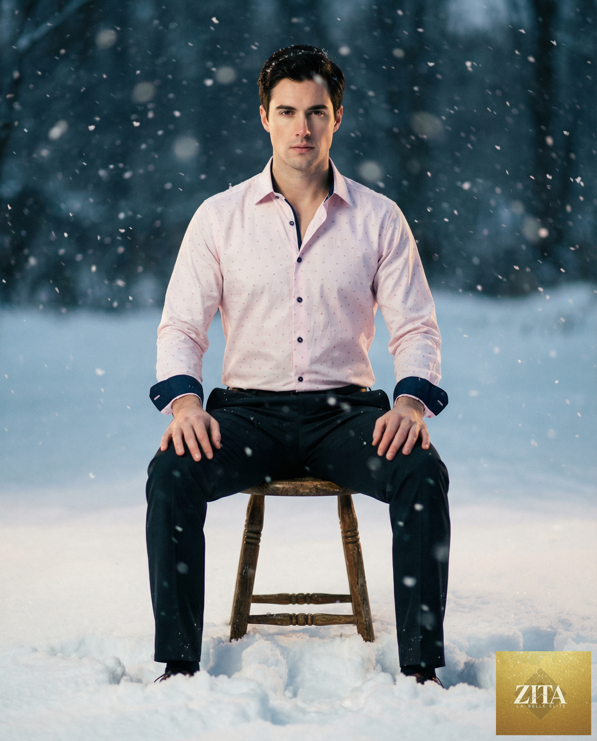 Man wearing a pink George button-up shirt with contrast details and a contemporary fit by LEVINAS® Official.