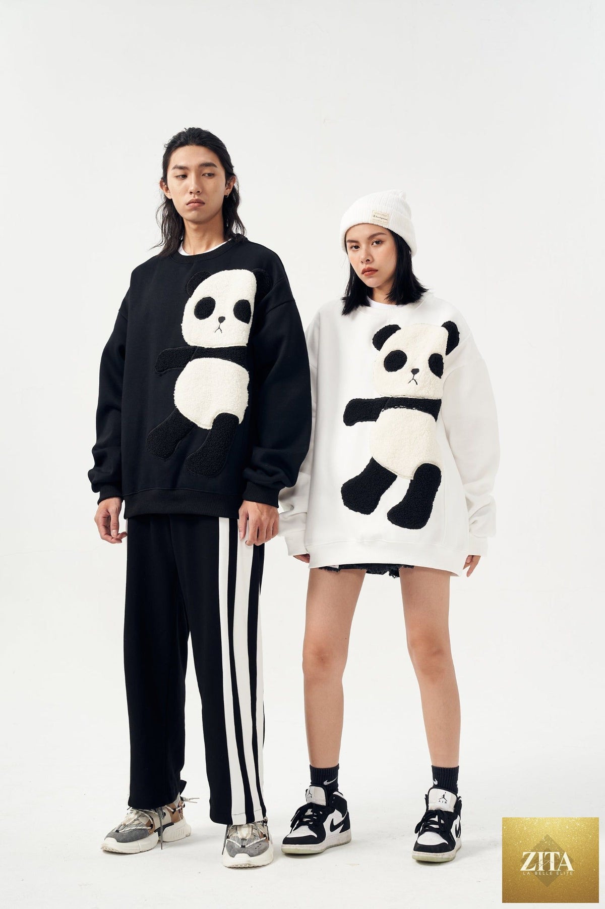 Niepce Furry Panda Crewneck sweater featuring a soft, plush panda design on a cozy knit sweater.