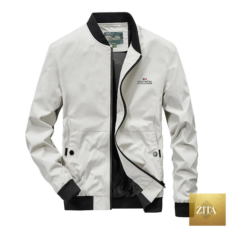 Men's lightweight blue windbreaker jacket by Stevvex, casual outdoor coat with waterproof fabric and slim fit for spring and autumn.