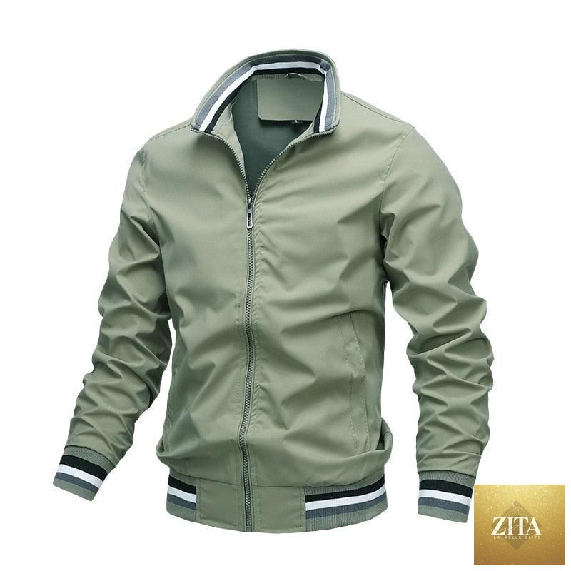 Men lightweight blue windbreaker jacket by Stevvex, casual outdoor waterproof spring/autumn coat, slim fit, stylish and comfortable.