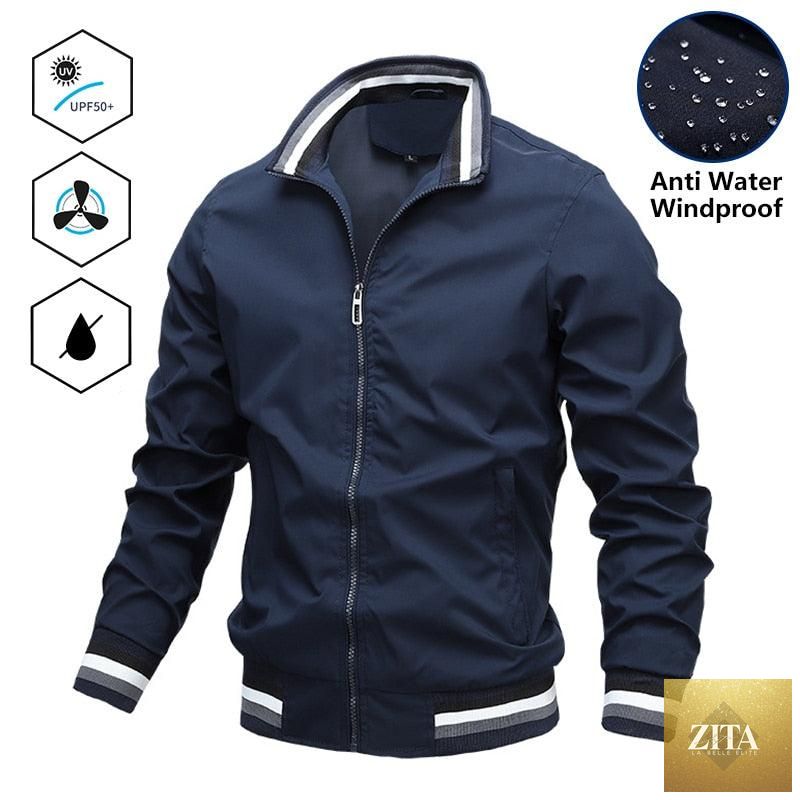 Men's lightweight blue windbreaker jacket by Stevvex, casual slim-fit outdoor coat for spring and autumn.