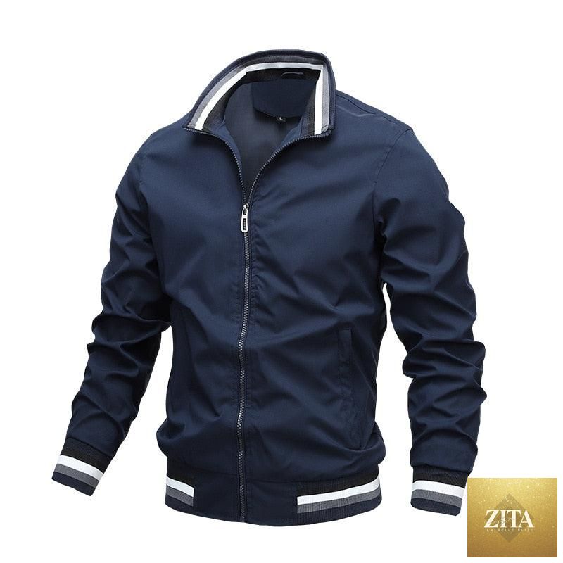 Men's lightweight blue windbreaker jacket by Stevvex, casual outdoor waterproof coat for spring and autumn, slim fit style.