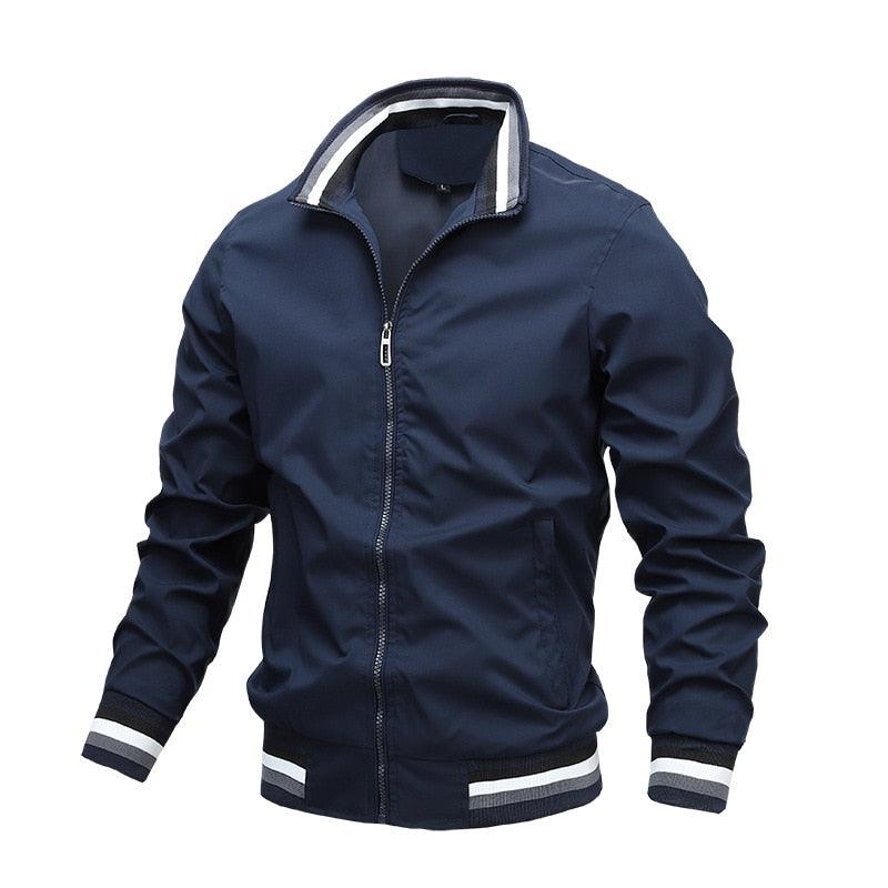 Men's lightweight blue windbreaker jacket by Stevvex, casual outdoor waterproof coat for spring and autumn, slim fit style.