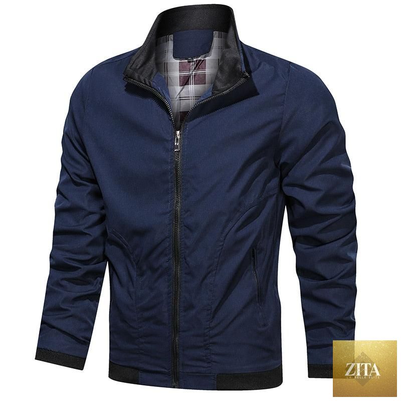 Men's lightweight blue windbreaker jacket by Stevvex, casual slim fit, waterproof outdoor jacket for spring and autumn.
