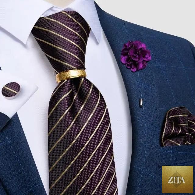 Luxury red silk necktie with matching cufflinks set for men, ideal for wedding and business occasions, by Stevvex.