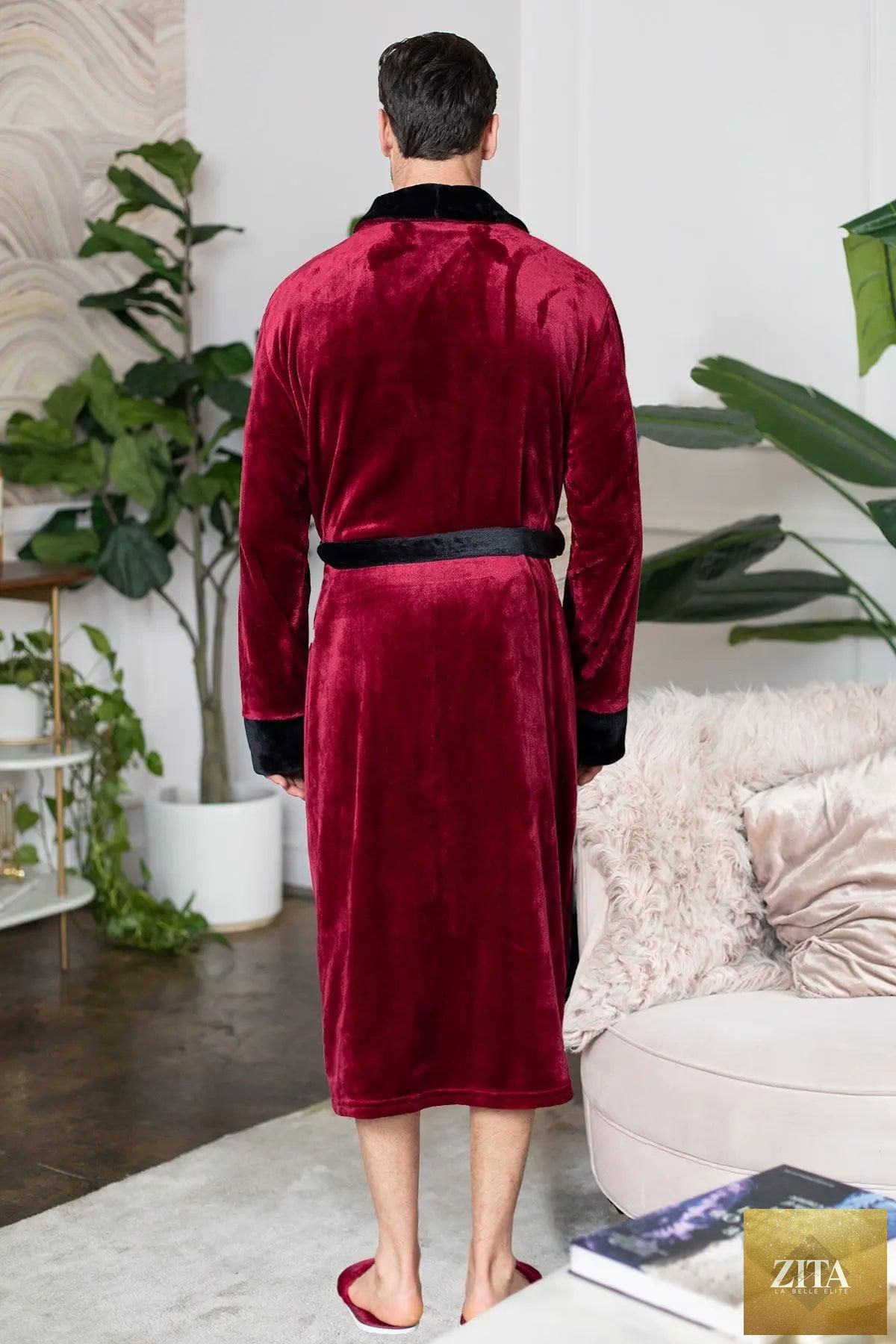 Men's plush robe by Lotus Linen featuring soft, cozy fabric and a relaxed fit, perfect for comfortable lounging.