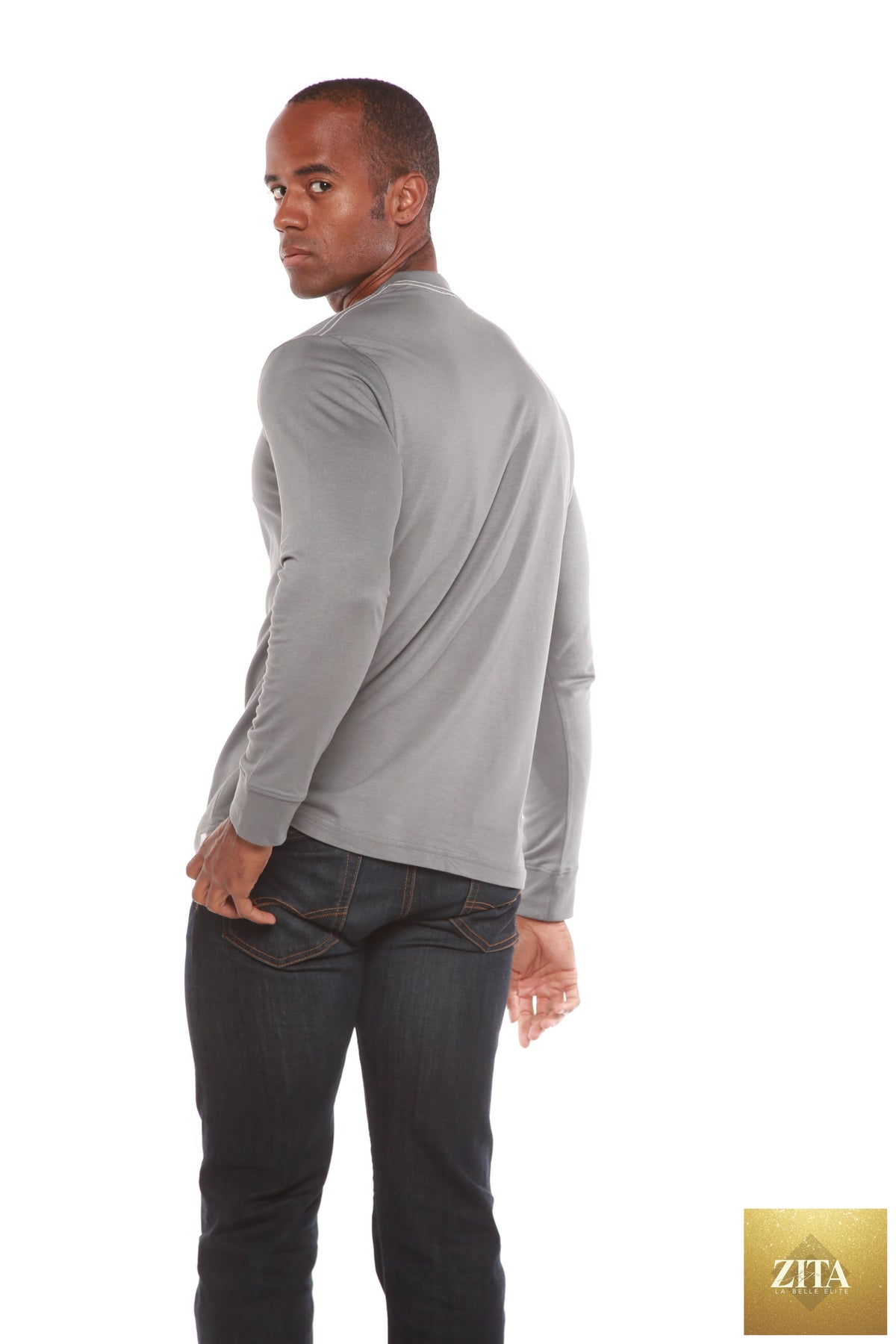 Men's long sleeve T-shirt by Spun Bamboo in bamboo viscose and organic cotton, featuring a comfortable, casual fit.