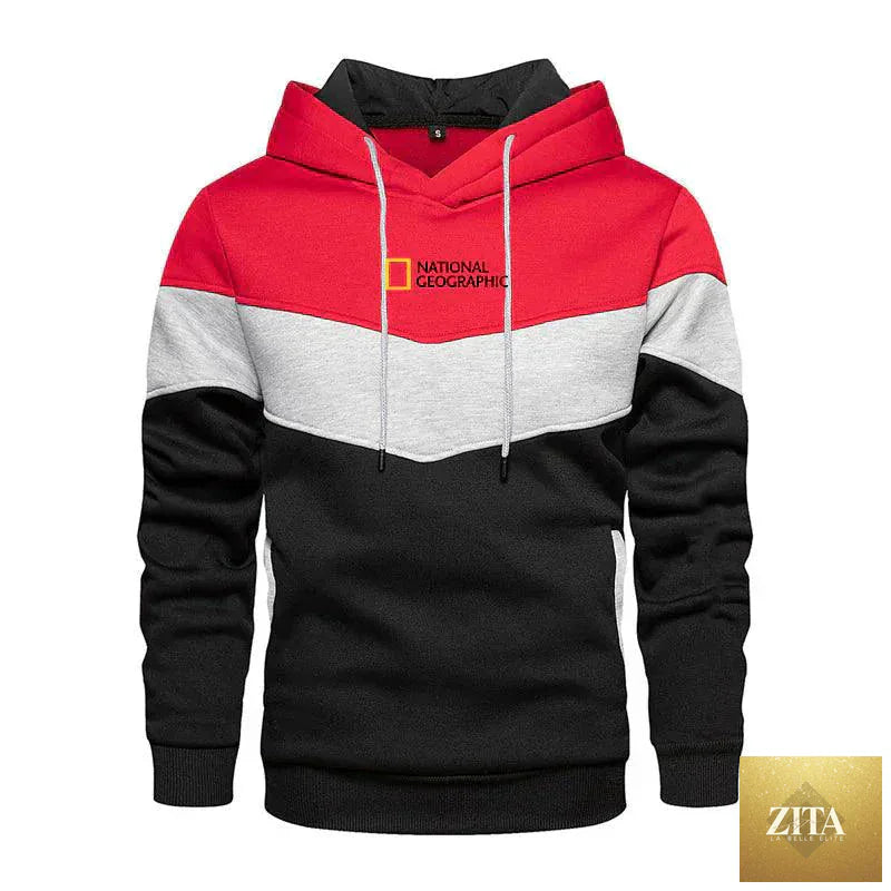 Men's casual sports panel hooded sweatshirt by MANDOTOS, featuring a comfortable pullover design and sporty style.