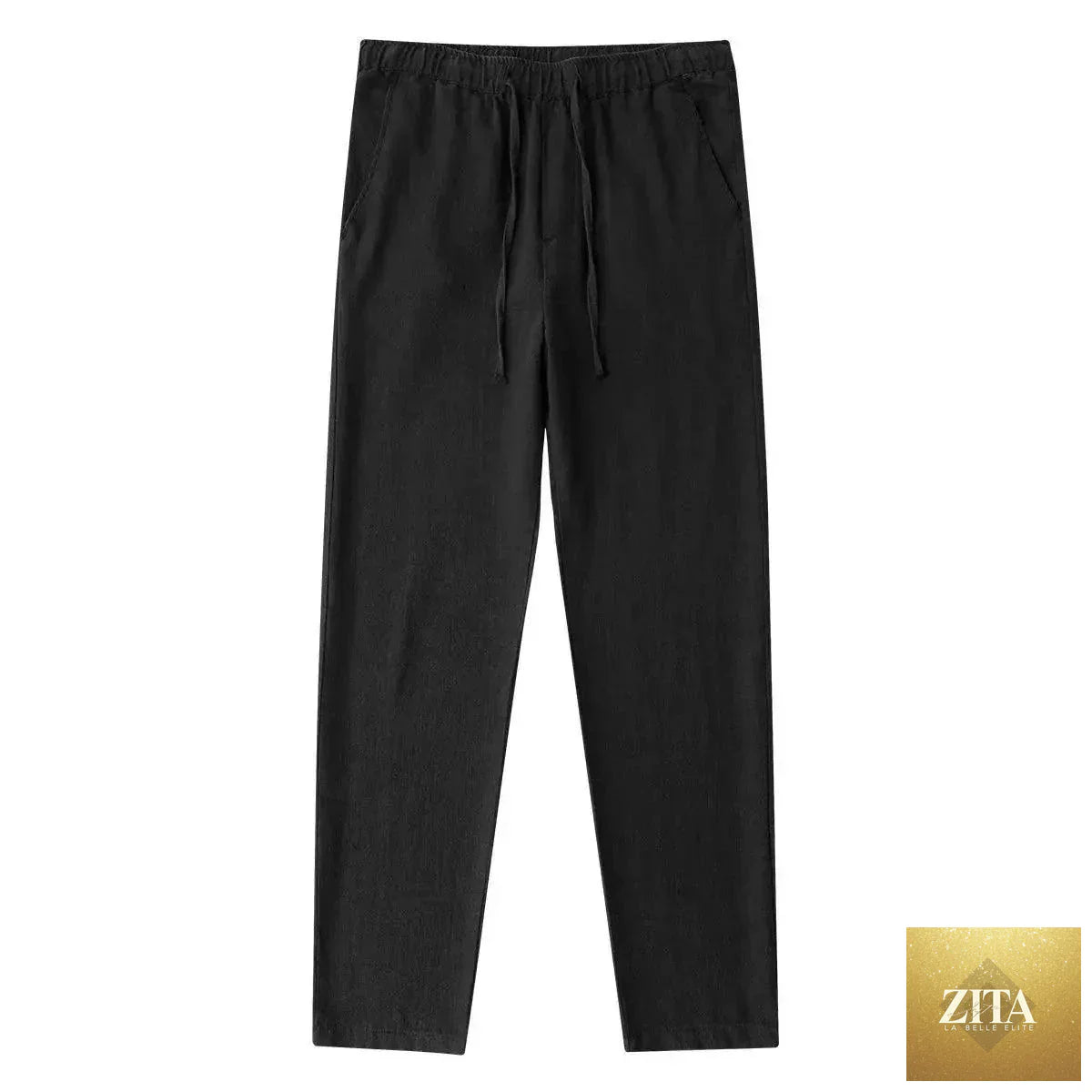 Men's cotton linen pants by MANDOTOS, breathable solid color linen trousers with back pocket, suitable for autumn and streetwear.