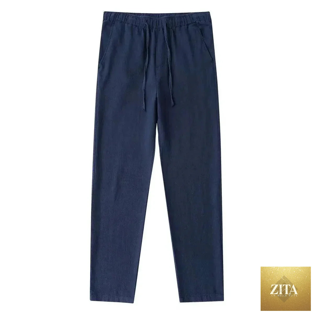 Men's cotton linen pants by MANDOTOS, breathable solid color linen trousers with back pocket, suitable for autumn and streetwear.