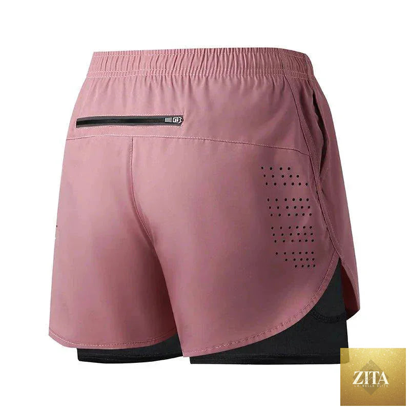 Mandotos men's black running shorts with quick-drying double-layer design, ideal for fitness, workout, and bodybuilding training.