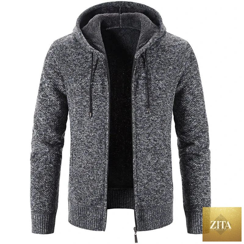 Men's stylish fleece cardigan jacket by MANDOTOS, featuring a cozy knit design and casual fit for everyday wear.