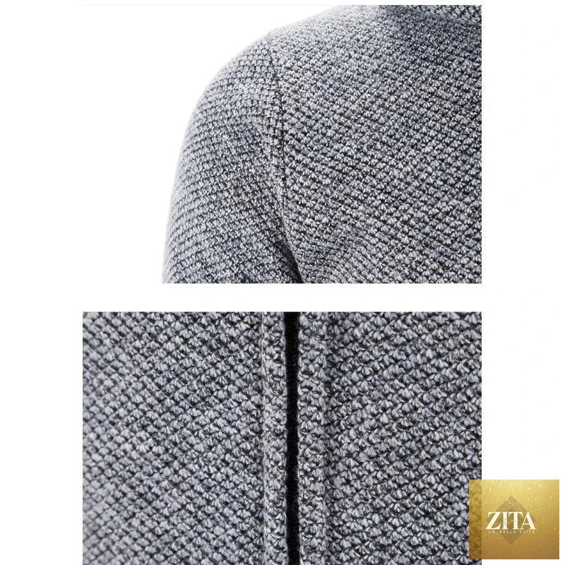 Men's stylish fleece cardigan jacket by MANDOTOS featuring a cozy, casual design with a zip-up front and ribbed cuffs.