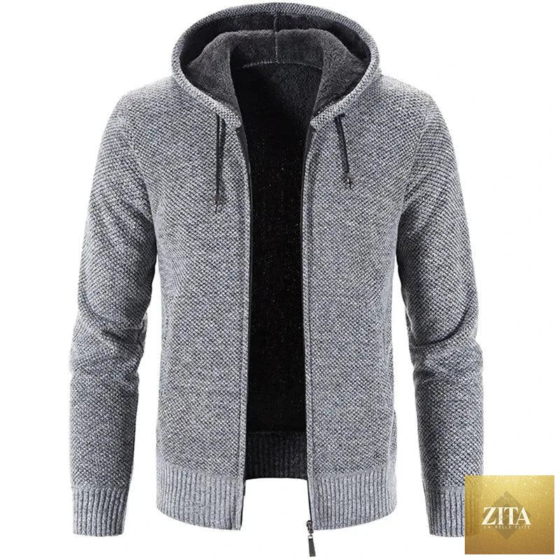 Men's stylish fleece cardigan jacket by MANDOTOS, featuring a cozy design and front button closure, ideal for casual wear.