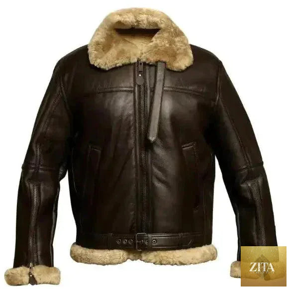 Men's stylish winter leather jacket with fur lining, featuring a modern design from MANDOTOS, perfect for cold weather.