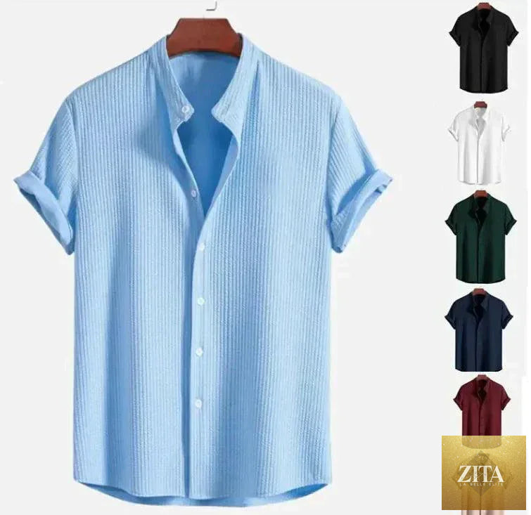 Men's Mandotos Summer Breeze short sleeve shirt with lightweight fabric and casual fit, displayed on a model.