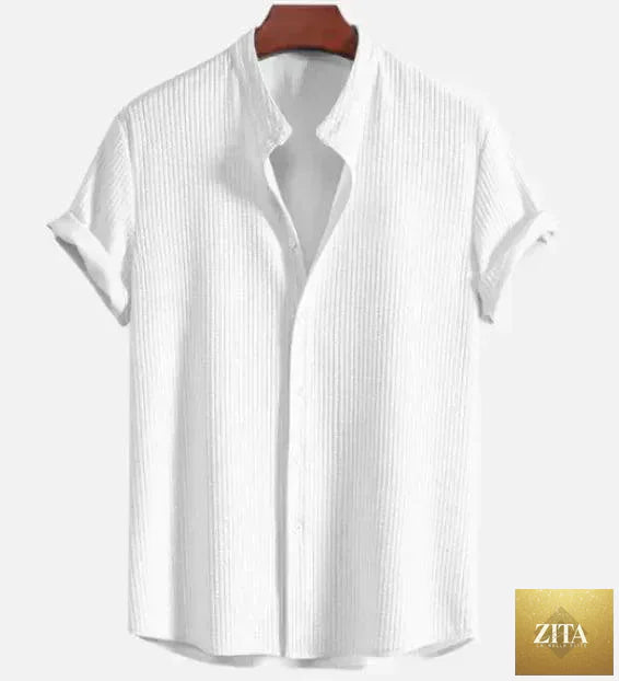 Men's MANDOTOS Summer Breeze short sleeve shirt in lightweight fabric, featuring a casual button-up design and vibrant summer pattern.