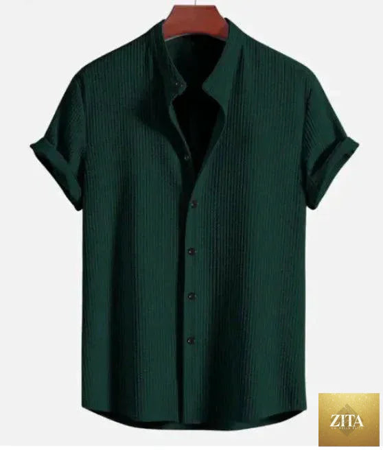 Men's Summer Breeze short sleeve shirt by MANDOTOS, lightweight fabric, casual fit, featuring a button-up front and collar detail.