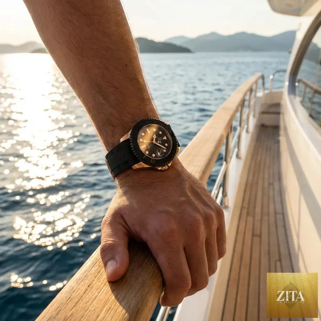 Dapper Watches minimalist men's quartz watch with black dial and rose gold case, sleek and elegant for everyday wear
