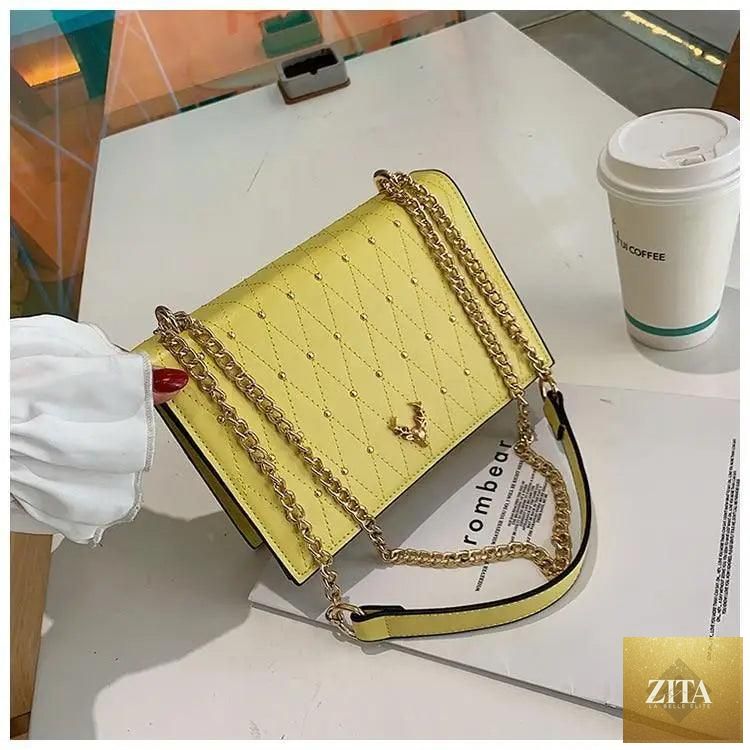 Elegant Stevvex genuine leather crossbody bag for women, featuring a sleek design with designer chain strap and structured silhouette.