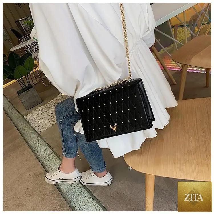 Elegant genuine leather crossbody bag by Stevvex with designer chain strap, modern luxury style for women and girls.