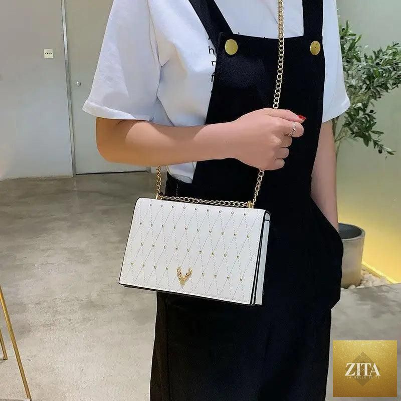 Elegant Stevvex genuine leather crossbody bag with designer chain strap, modern style, suitable for women and girls.