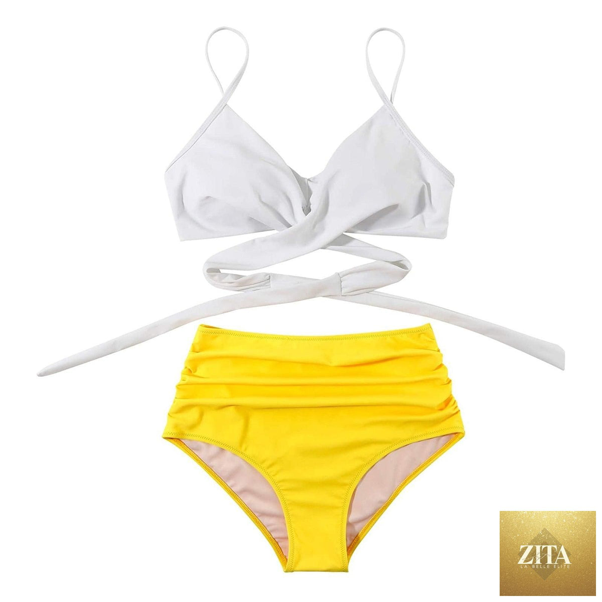 Stevvex modern floral bikini set for women, high-waist string bikini with crisscross design, floral print, summer swimwear.
