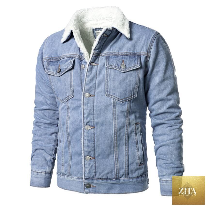 Modern men's light blue luxury slim casual jacket by Stevvex, made of cotton, thick, warm, and stylish for winter wear.