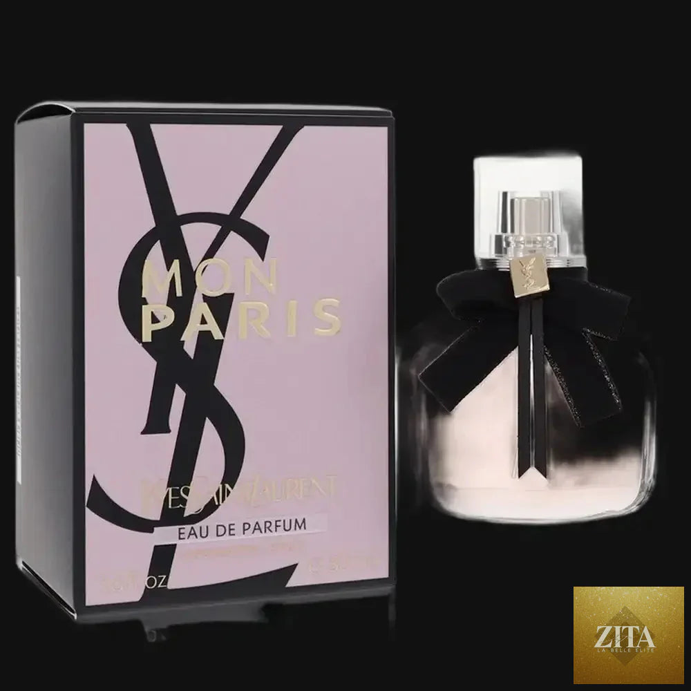 Yves Saint Laurent Mon Paris perfume for women, 1.6 oz eau de parfum spray, featuring elegant floral and fruity scent details