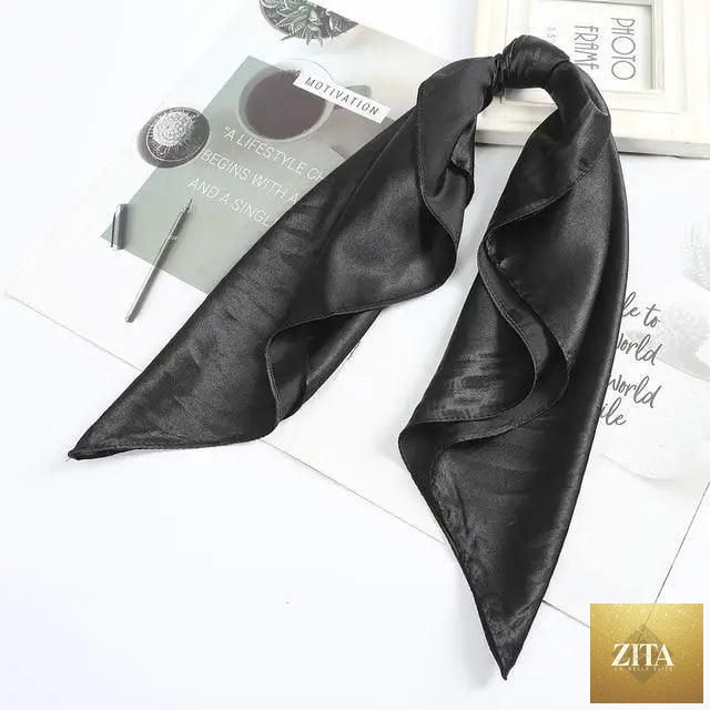 Stevvex multi-functional square silk scarf 60x60cm used as headband, hairband, or accessory for women and girls, satin finish.