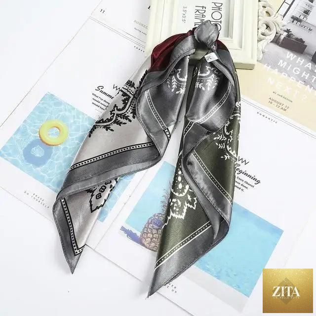 Stevvex multi-functional square silk scarf 60x60cm as headband, hairband, or neck accessory for women and girls, satin fabric.