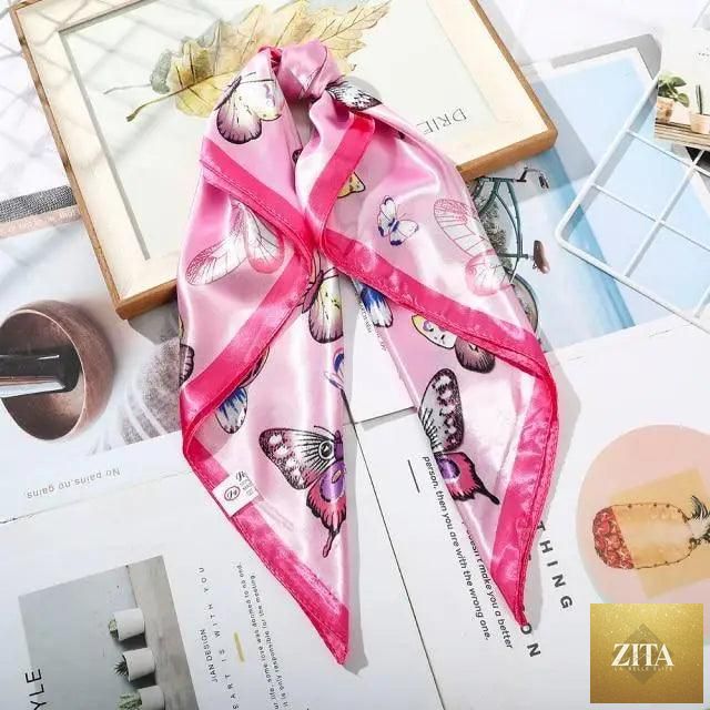 Stevvex multi-functional square silk scarf, 60x60cm, used as headband, hairband, or neck accessory, made of satin for women and girls.