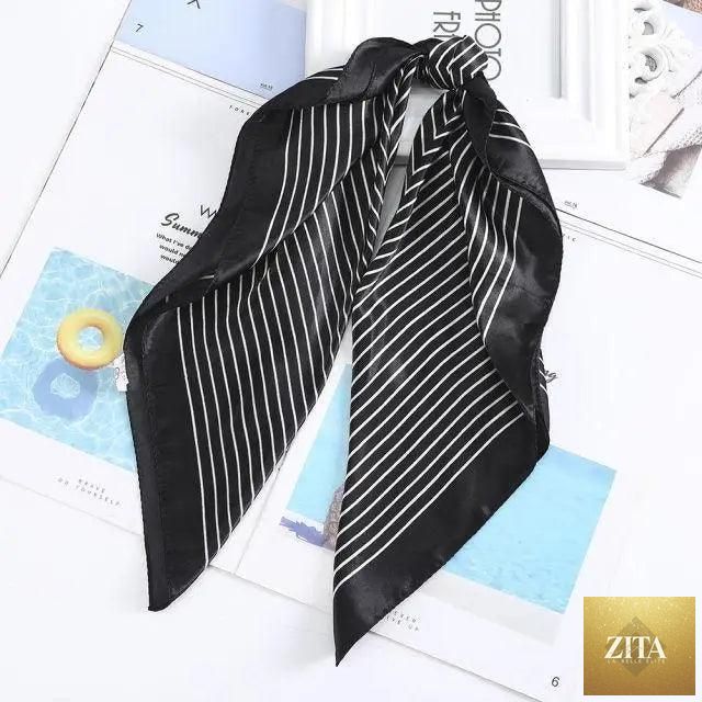 Stevvex multi-functional square silk scarf 60x60cm worn as headband or hair accessory, made of satin for women and girls.