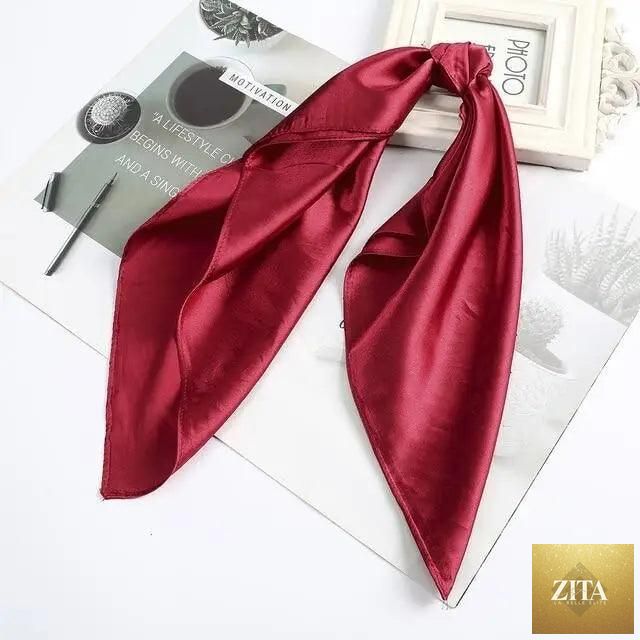 Stevvex multi-functional square silk scarf 60x60cm as headband, hairband, or neck accessory with satin finish for women and girls.