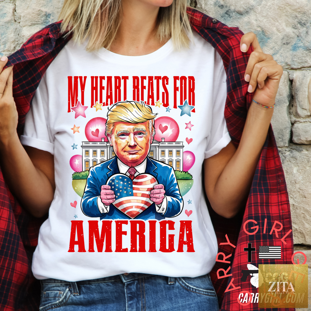 White Carry Girl Gear MY HEART BEATS TEE in XS, unisex fit with graphic design on front, casual and comfortable t-shirt.