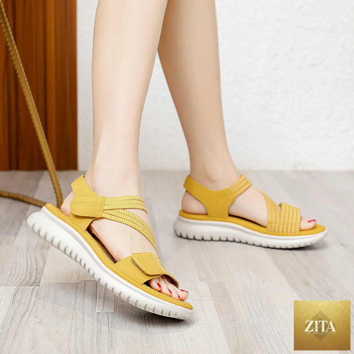 Lightweight sporty wedge heel women's sandals by Trendy Attic Store01 featuring open toes and cushioned footbed.