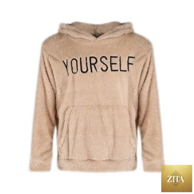 Stevvex men's wool hooded sweatshirt with letter print, long sleeves, embroidered design, suitable for autumn and winter casual wear.