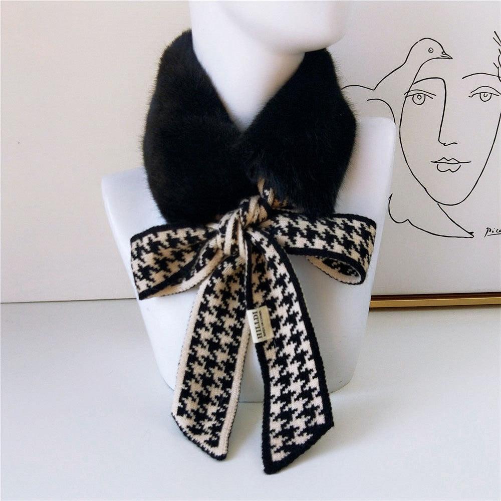 New Autumn Winter Fashion Soft Faux Fur Crochet Knitted Neck Warmer Elastic Neck Gaiter Head Wrap Lightweight Scarf Collar Neck Elegant Warmer Scarves for Women