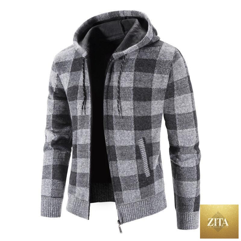 Stevvex men's winter jacket with slim fit fleece, hooded, lightweight, casual and business style, warm solid color jacket for men