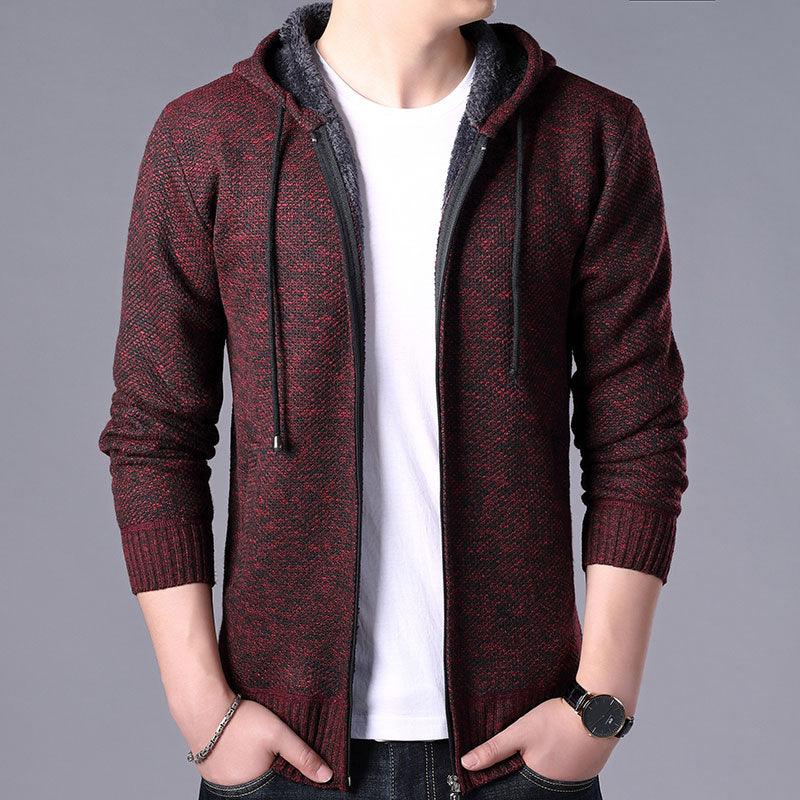 Stevvex men's autumn winter slim fit fleece jacket with hood, soft warm solid casual and business jacket in a lightweight design.