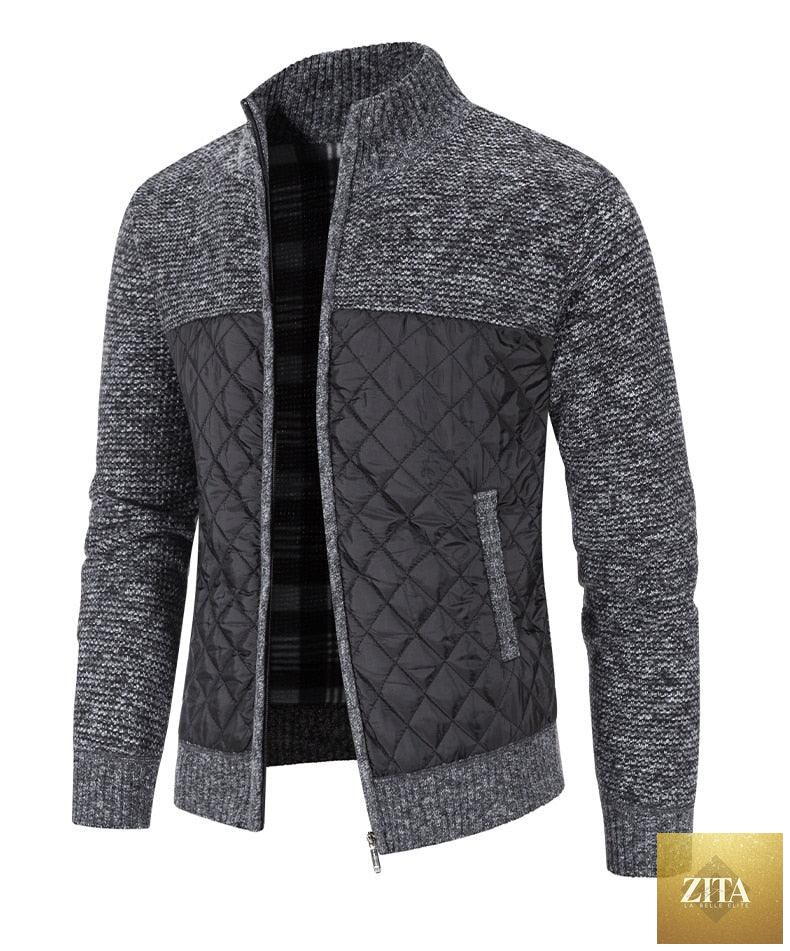 Stevvex men's winter jacket, warm casual slim-fit fleece jacket with hood, soft solid fabric, suitable for business or casual wear.