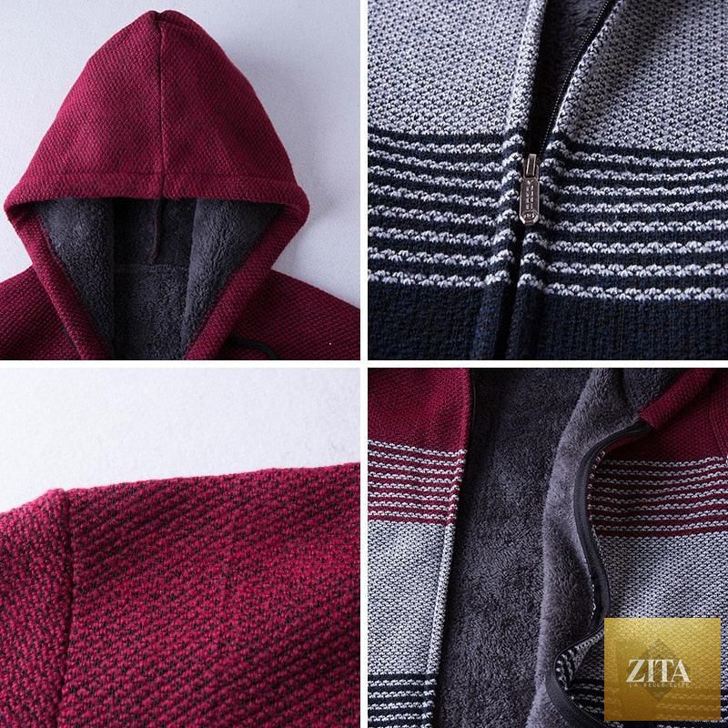 Stevvex men's winter jacket with slim fit, fleece lining, hood, and solid color, suitable for casual and business wear.