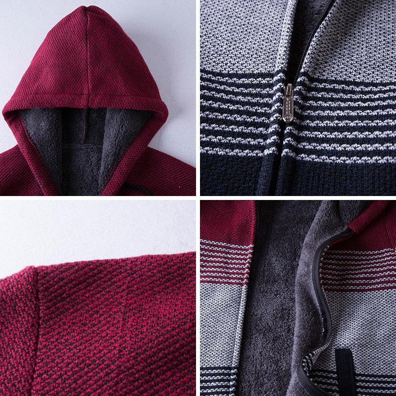 Stevvex men's autumn winter slim-fit fleece jacket with hood, soft solid design, casual and warm for business or casual wear.