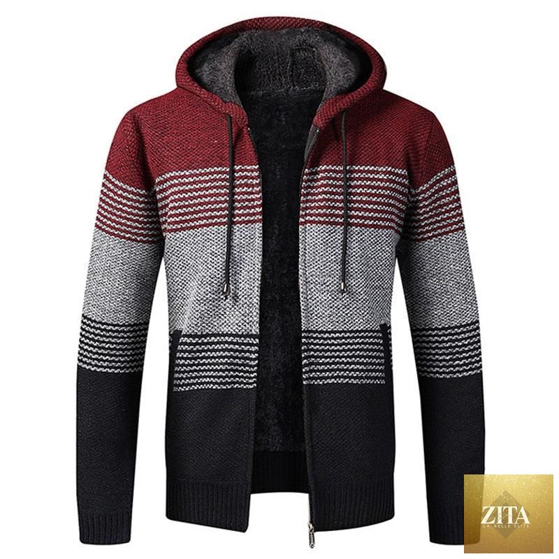 Men's Stevvex winter jacket featuring a slim-fit fleece design, hooded, soft, warm, and suitable for casual or business wear.