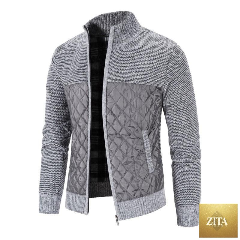 Stevvex men's winter jacket in warm fleece, slim fit, casual and business style with hood, soft solid color, lightweight and comfortable.