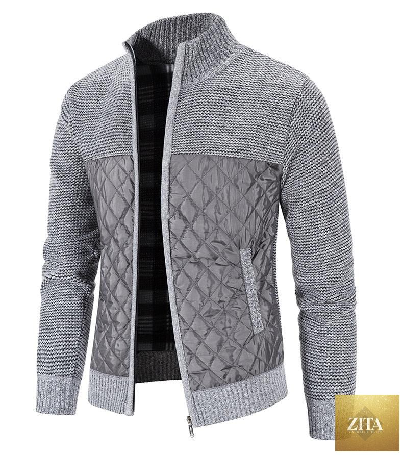 Stevvex men's winter jacket, warm slim-fit fleece jacket with hood, casual and elegant solid design for autumn and winter wear.