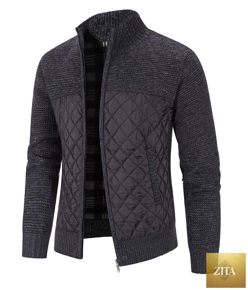 Stevvex men's winter jacket, warm slim-fit fleece jacket with hood, casual and elegant solid design, suitable for business and casual wear.