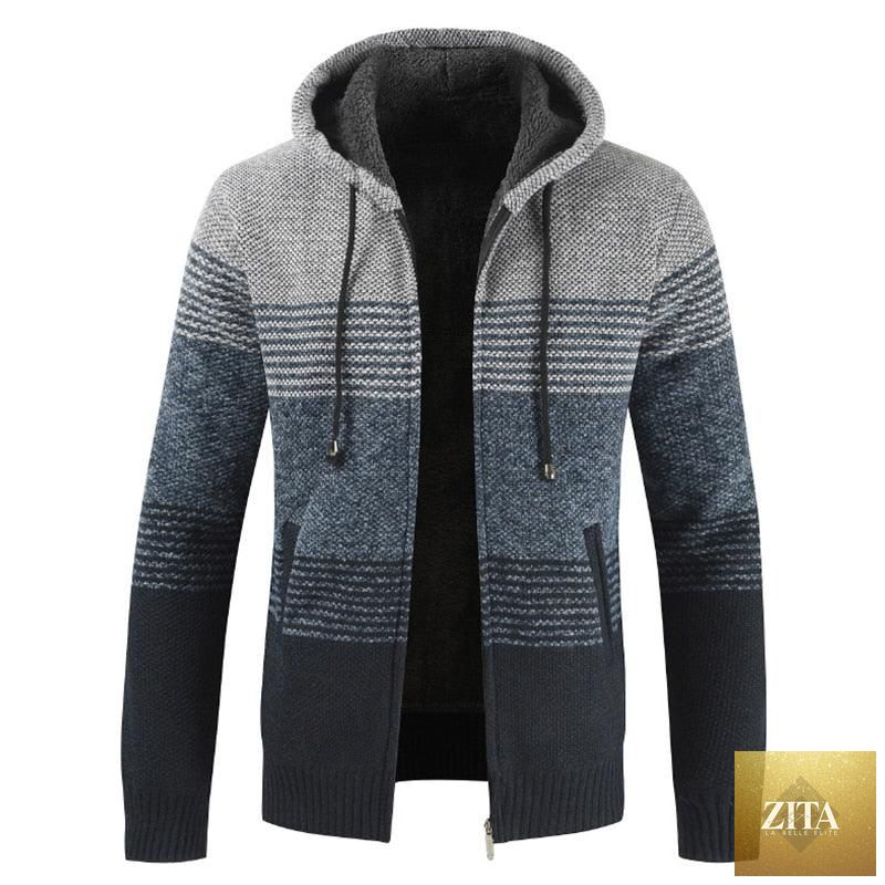 Stevvex men's winter jacket with slim fit, soft fleece, hooded design, solid color, casual and business-appropriate style.